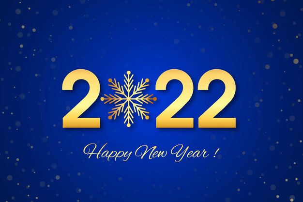 2022 design de cartão de celebração de texto dourado feliz ano novo