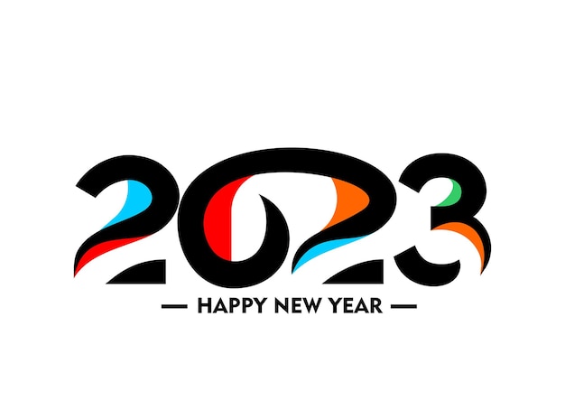2023 Feliz Ano Novo Design de Tipografia de Texto Modelo de cartaz Folheto decorado design de banner de panfleto