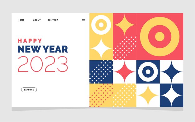 Vetor grátis 2023 feliz ano novo modelo de design de banner de site ilustração em vetor