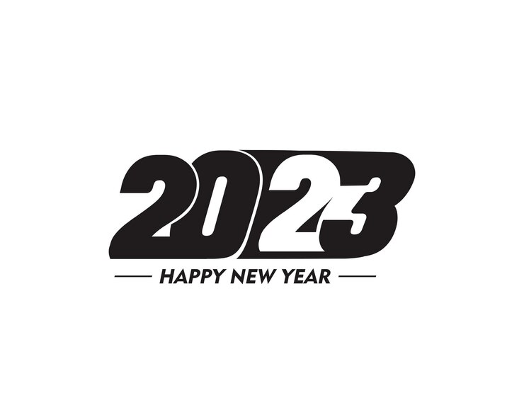 Vetor grátis 2023 feliz ano novo texto tipografia design ilustração vetorial