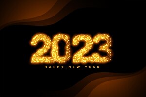 2023 letras em brilho dourado para ocasião de ano novo