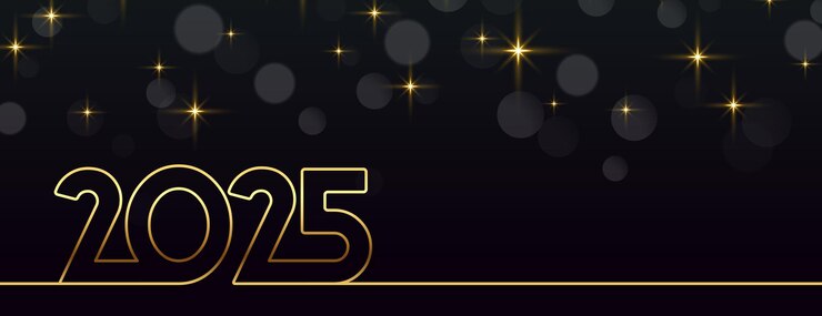 Vetor grátis 2025 ano novo papel de parede escuro em arte de linha