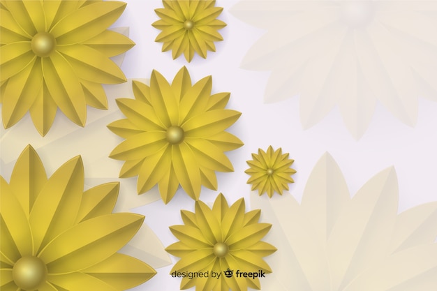 Vetor grátis 3 d fundo dourado flores