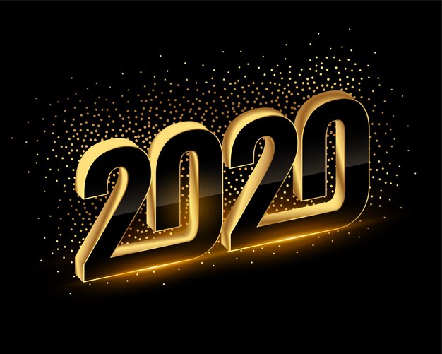 3d preto e ouro feliz ano novo 2020 fundo