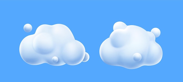 Vetor grátis 3d renderização de nuvens brancas redemoinhos de spindrift fofos