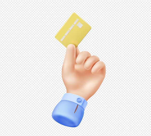 Vetor grátis 3d renderização segurar a ilustração do cartão de crédito de ouro
