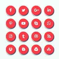 Vetor grátis 3d vermelho social media icons pack