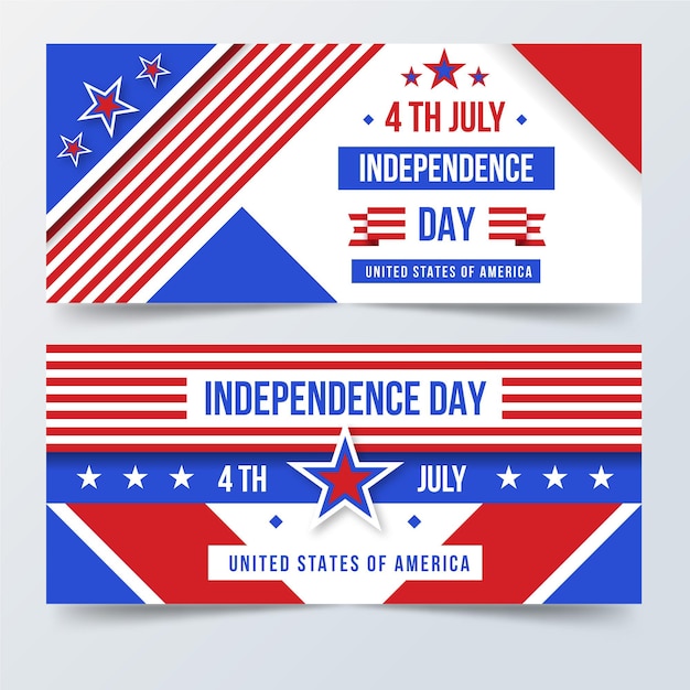 4 de julho - banners do dia da independência em design plano