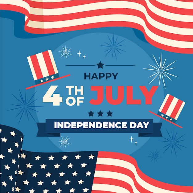 4 de julho - dia da independência em design plano