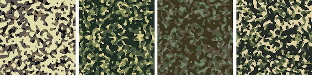 Vetor grátis 4 fundo de camuflagem conjunto padrão design ilustração vetorial cenário do exército