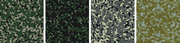 Vetor grátis 4 fundo de camuflagem conjunto padrão design ilustração vetorial cenário do exército