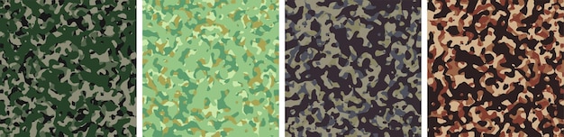 4 fundo de camuflagem conjunto padrão design ilustração vetorial cenário do exército