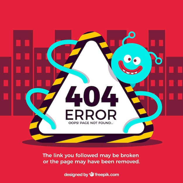 Vetor grátis 404 conceito de erro com monstro e sinal