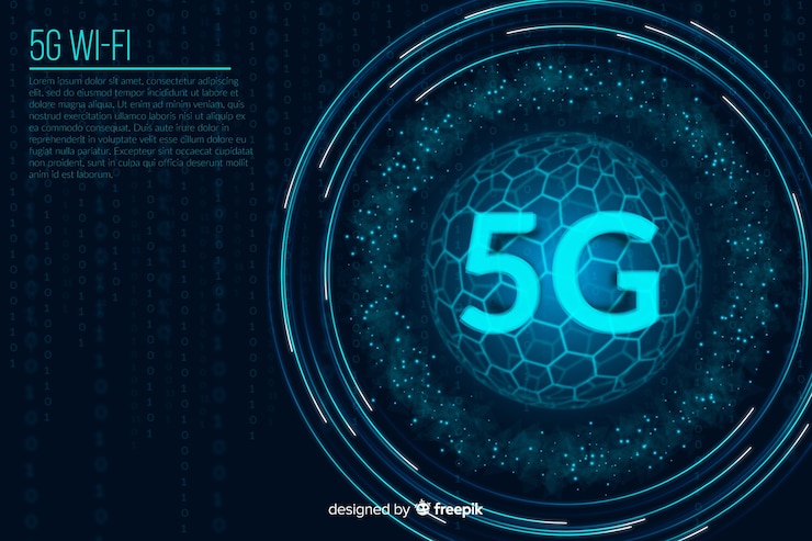Vetor grátis 5g futurista dígitos conceito fundo