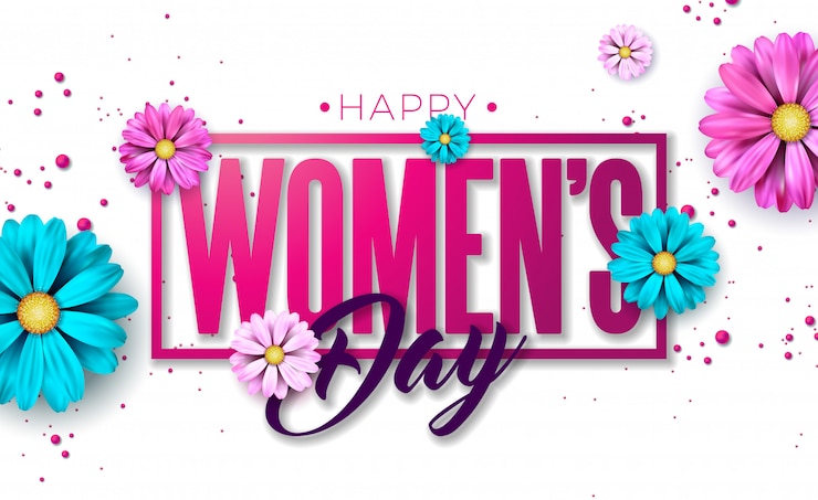 Vetor grátis 8 de março. feliz dia das mulheres cartão floral.