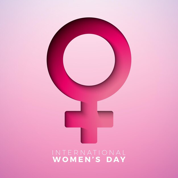 8 de março ilustração em vetor dia internacional da mulher com símbolo feminino em fundo rosa claro
