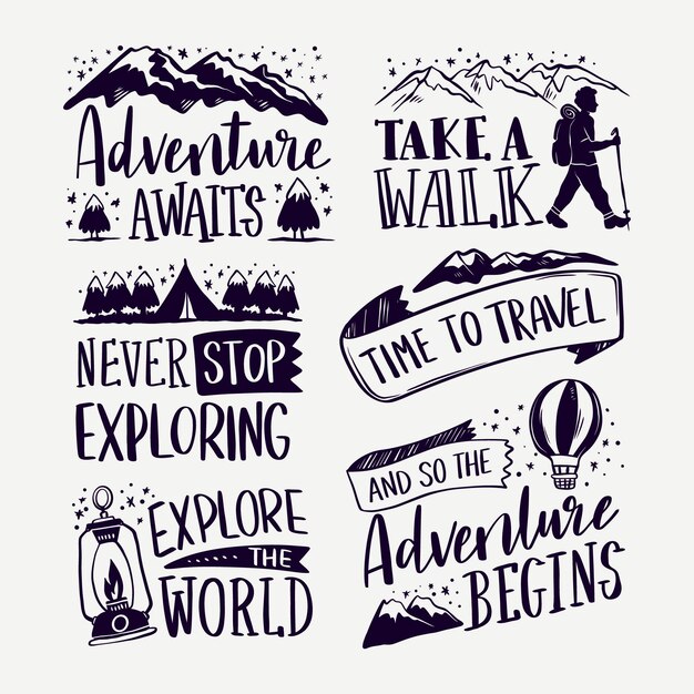 A aventura começa com letras de acampamento