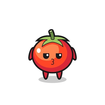 A expressão entediada de personagens fofinhos de tomates, design de estilo fofo para camisetas, adesivo, elemento de logotipo