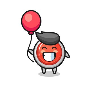 A ilustração do mascote do botão de pânico de emergência está jogando balão, design bonito