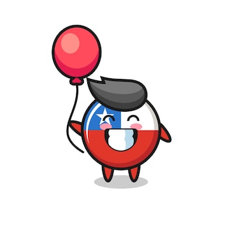 A ilustração do mascote do emblema da bandeira do chile está jogando balão