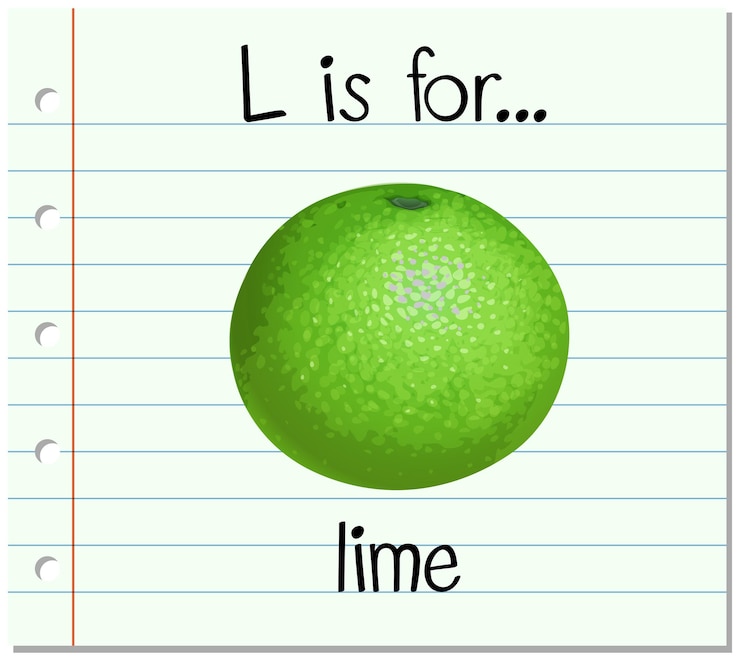 Vetor grátis a letra l do flashcard é para limão