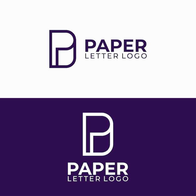 A letra p e o papel combinam o logotipo 3d