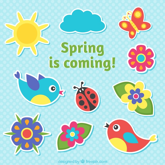 A primavera está chegando rótulos