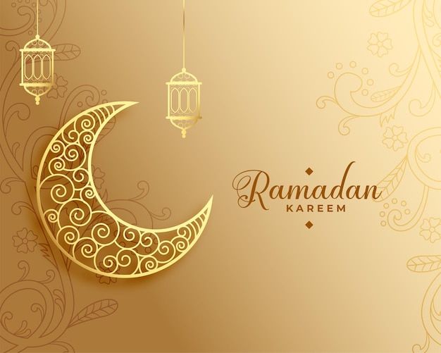 Vetor grátis abençoado design de saudação dourada ramadan kareem