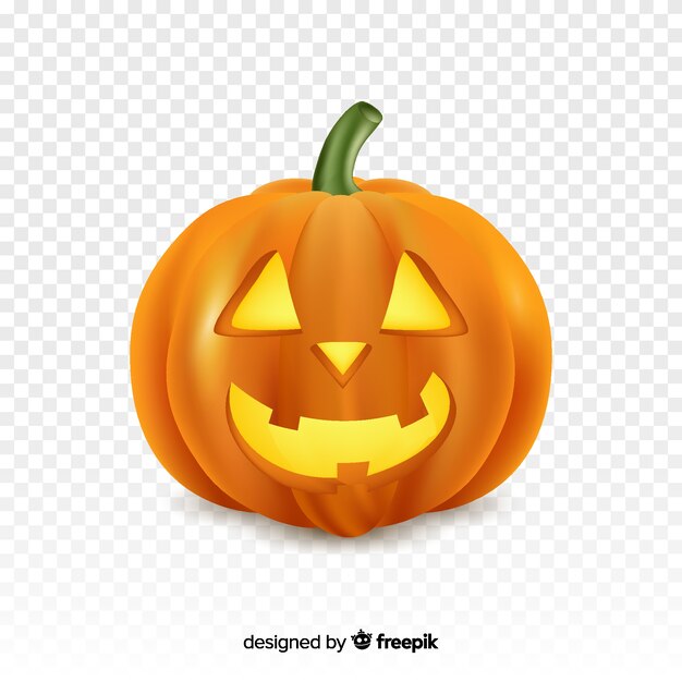 Abóbora feliz de halloween realista com fundo transparente