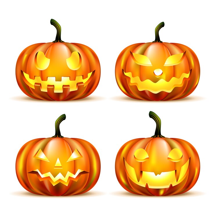 Vetor grátis abóboras jack o-lantern isoladas