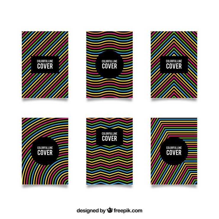 Vetor grátis abrange coleção com cores e linhas