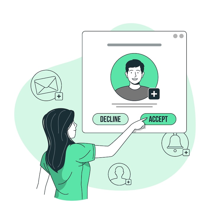 Vetor grátis aceitar ilustração do conceito de solicitação