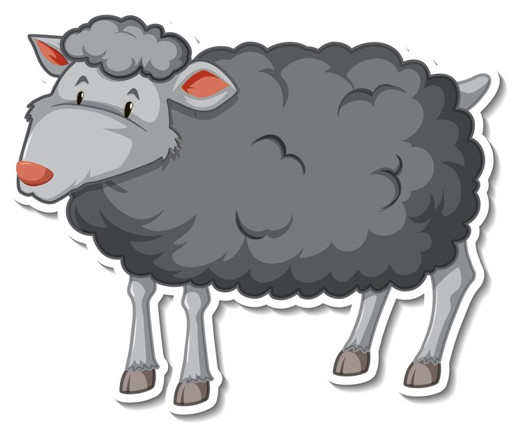 Vetor grátis adesivo de animal de fazenda de ovelhas negras