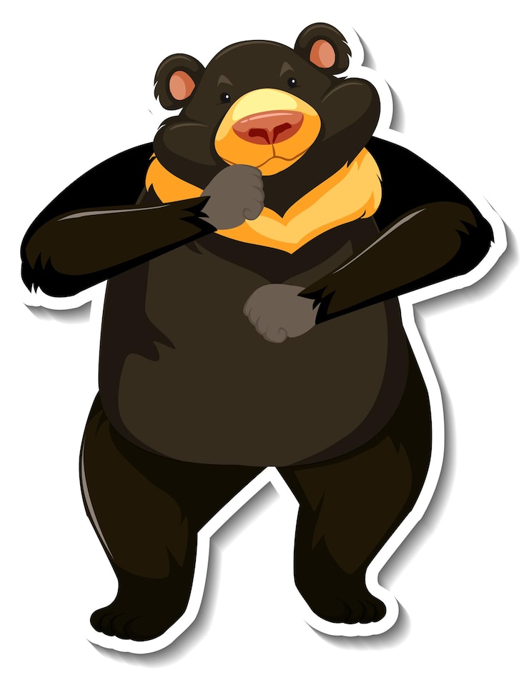 Vetor grátis adesivo de animal urso-negro asiático