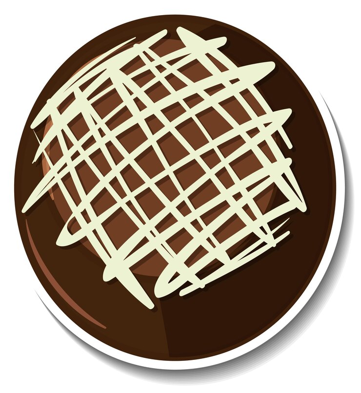 Vetor grátis adesivo de brownie de chocolate isolado no fundo branco