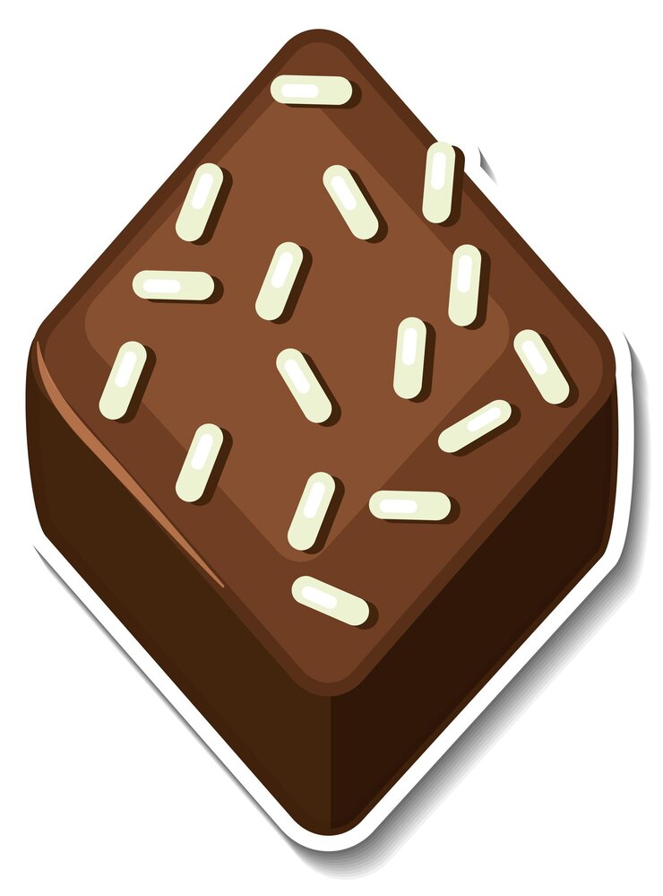 Vetor grátis adesivo de brownie de chocolate isolado no fundo branco