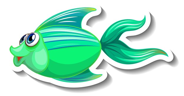 Adesivo de desenho animado de animal marinho com peixes bonitos