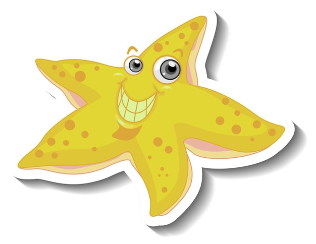 Adesivo de desenho animado de animal marinho com uma linda estrela do mar