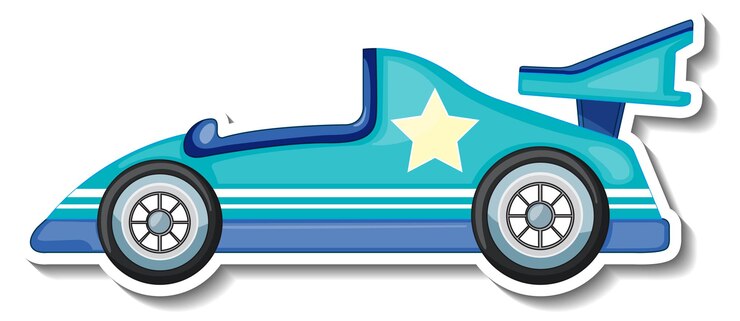 Vetor grátis adesivo de desenho animado de carro em fundo branco