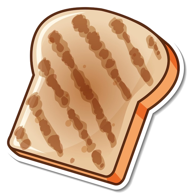 Adesivo de desenho animado de fatia de pão torrado