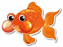 Vetor grátis adesivo de desenho animado de peixe dourado
