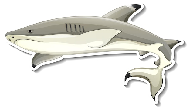 Adesivo de desenho animado de tubarão no fundo branco