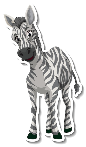 Vetor grátis adesivo de desenho animado de zebra
