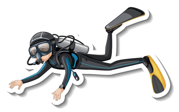 Adesivo de desenho animado do mergulhador