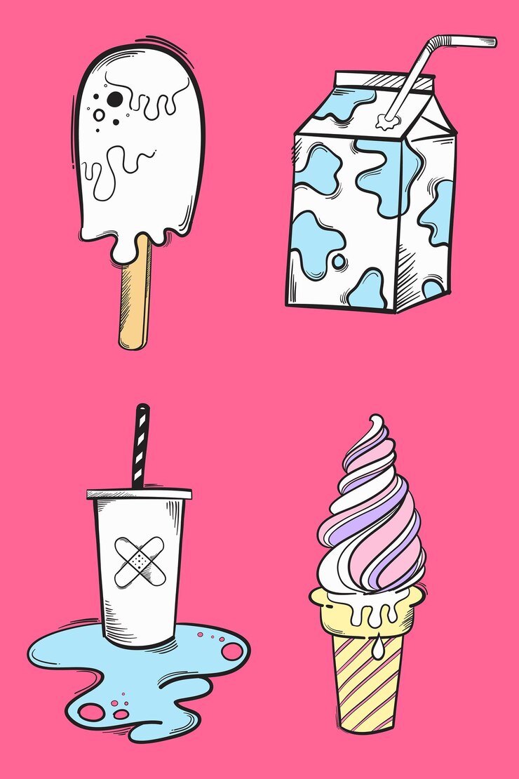 Vetor grátis adesivo de desenho animado doodle desenhado à mão ícone funky de comida vetorial