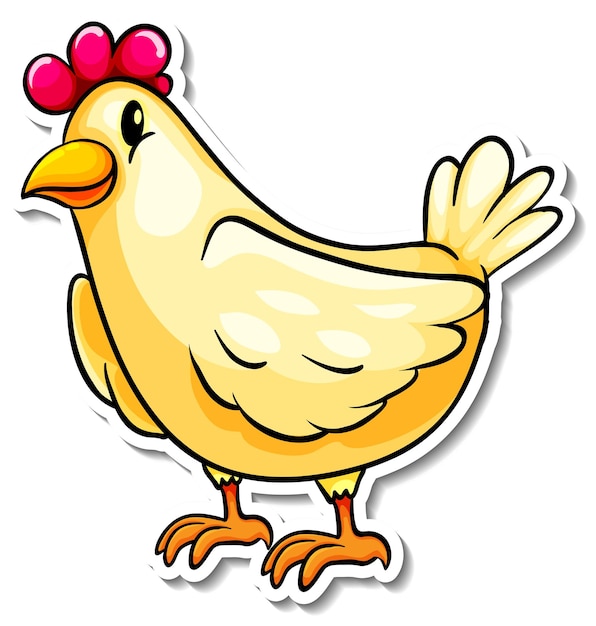 Vetor grátis adesivo de desenho de animal de fazenda de galinha