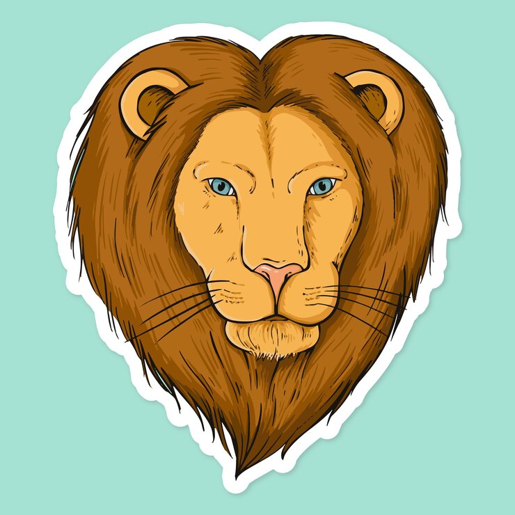 Vetor grátis adesivo de desenho vetorial leão desenhado à mão clipart