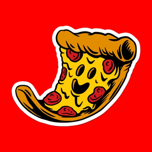 Vetor grátis adesivo de estilo de desenho de pizza