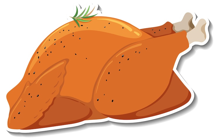 Vetor grátis adesivo de frango frito no fundo branco
