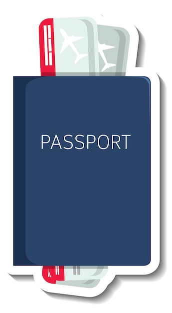 Vetor grátis adesivo de passaporte com ingressos de desenho animado